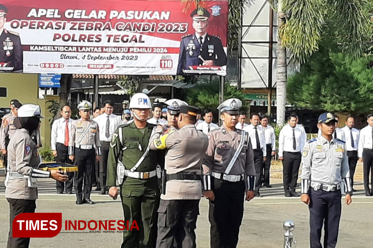 Apel Pasukan Gabungan Polres Tegal Tandai Dimulainya Operasi Zebra Candi 2023