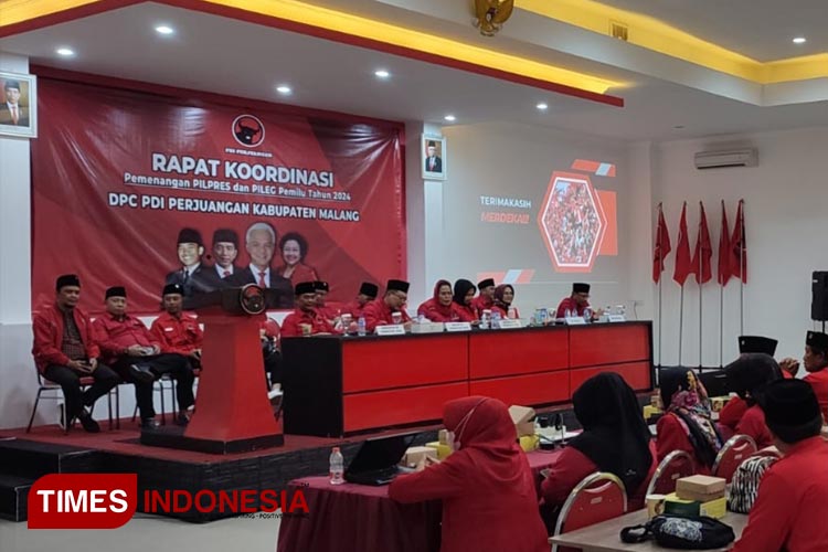 Rakor DPC PDI Perjuangan Kabupaten Malang mempersiapkan Pemilu 2024. (Foto : Binar Gumilang/TIMES Indonesia)
