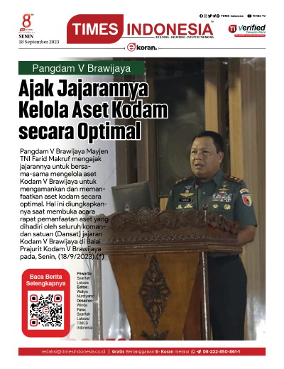 Edisi Senin, 18 September 2023: E-Koran, Bacaan Positif Masyarakat 5.0