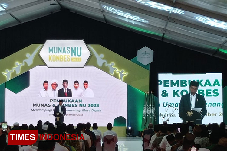 Pembukaan Musyawarah Nasional atau Munas Alim Ulama dan Konferensi Besar NU (Nahdlatul Ulama) di Pondok Pesantren Al Hamid Jakarta Timur, Senin (18/9/2023). (FOTO: Fahmi/TIMES Indonesia)