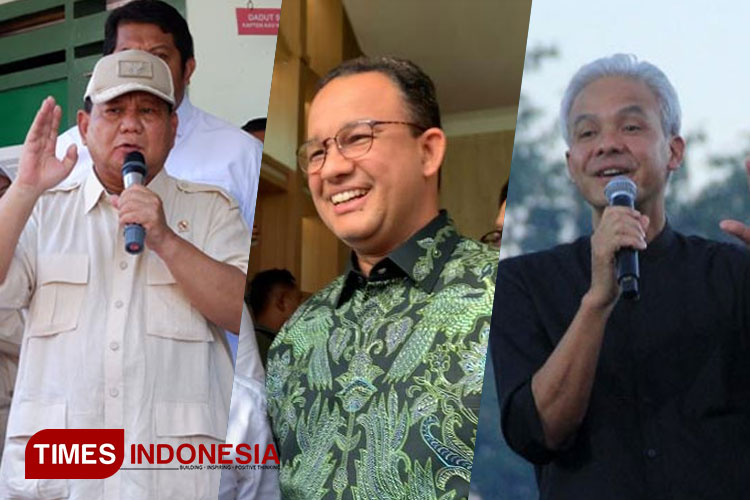 Tiga bakal capres yang diprediksi berkompetisi pada pilpres nanti, Prabowo Subianto, Anies Baswedan dan Ganjar Pranowo. (Foto: TIMES Indonesia)