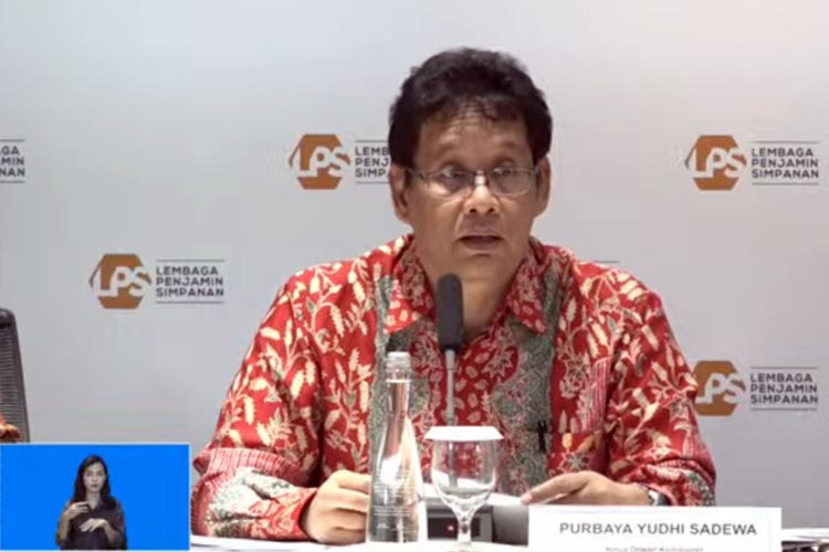 Ketua Dewan Komisioner Lembaga Penjamin Simpanan Purbaya Yudhi Sadewa dalam konferensi pers yang diikuti secara daring, di Jakarta, Jumat (29/9/2023). (FOTO: Tangkapan Layar) 