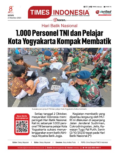 Edisi Senin 2 Oktober 2023: E-Koran, Bacaan Positif Masyarakat 5.0
