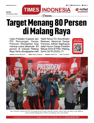 Edisi Senin, 16 Oktober 2023: E-Koran, Bacaan Positif Masyarakat 5.0