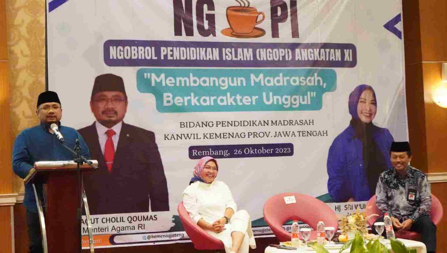 Menteri Agama, Yaqut Cholil Qoumas dalam acara Ngobrol Pendidikan Islam (Ngopi) di Rembang, Jawa Tengah, Kamis (26/10/2023). (Foto: Kemenag for TIMES Indonesia).