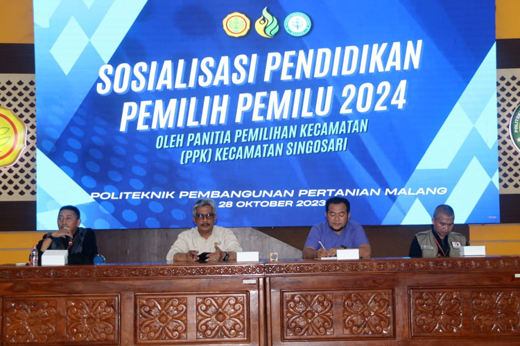 Sosialisasi Pemilu 2024 bersama KPU, Bawaslu, dan mahasiswa Polbangtan Malang, Sabtu (28/10/2203). (Foto: Polbangtan Malang for TIMES Indonesia)