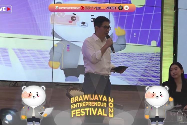 M. Arsjad Rasjid P. M. dalam seminar Brawijaya Entrepreneur Festival 2023 (30/10/2023). (FOTO: live streaming Mahasiswa Wirausaha)