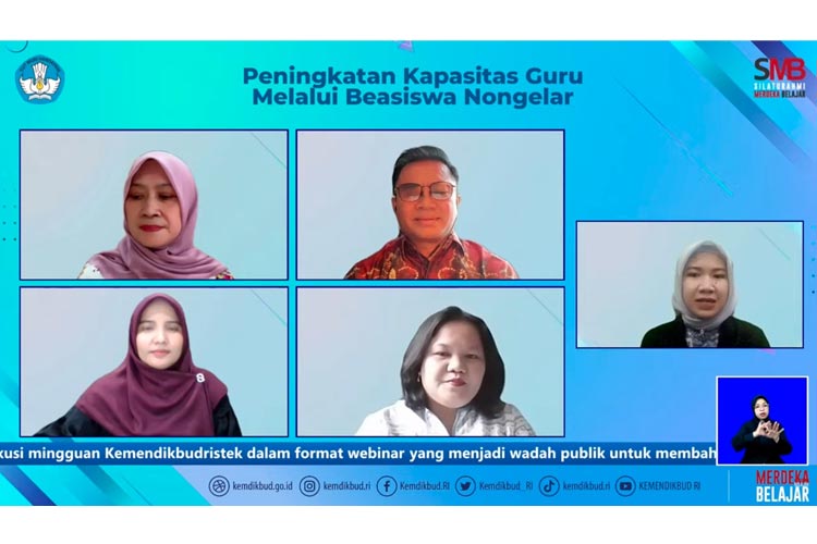 Webinar Silaturahmi Merdeka Belajar (SMB) berjudul “Peningkatan Kapasitas Guru Melalui Beasiswa Nongelar”, Jumat (3/11/2023).(Dok.Kemendikbud)