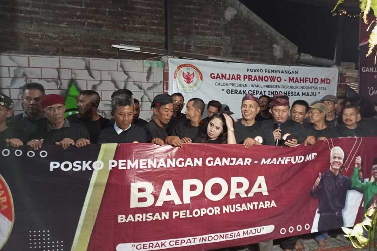 Barisan Pelopor Nusantara (Bapora) saat deklarasi pemenangan Capres-Cawapres Nomor Urut 3, Ganjarr-Mahfud MD di Sidoarjo (foto: dok Bapora)
