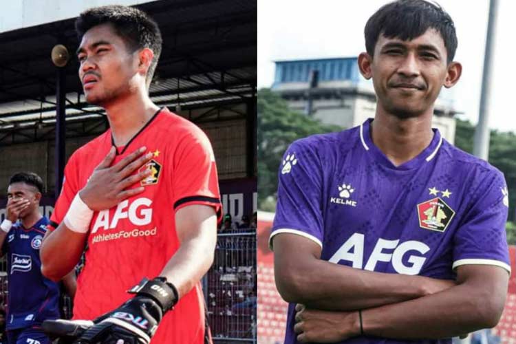 Eks kiper Persik Kediri Kartika Ajie (kiri) dan bek baru persik Ahmad Nuri Fasya (foto : dok Persik) 