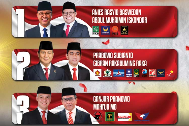 Tiga pasangan capres-cawapres dalam Pilpres 2024