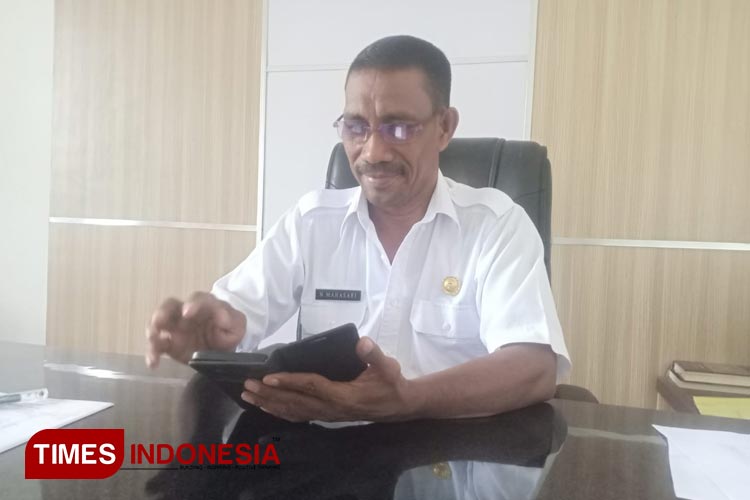 Kepala Dinas Perindagkop Kabupaten Morotai, Nasrun Mahasari, Rabu, 6 Desember 2023. (Foto: Abdul H Husain/TIMES Indonesia).
