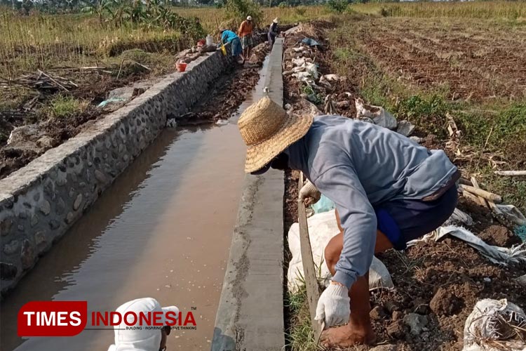 Proyek irigasi di Desa Opo-Opo, Kecamatan Krejengan, Kabupaten Probolinggo. (FOTO: Tutus for TIMES Indonesia)