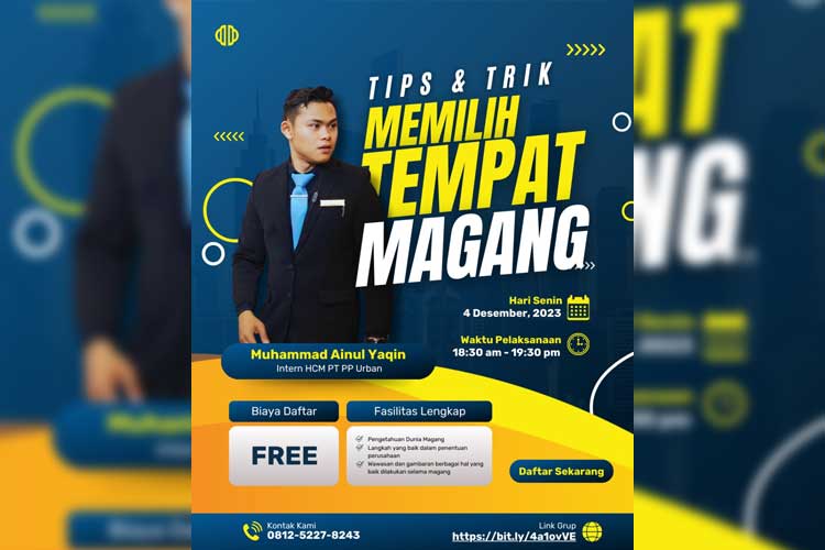 Muhammad Ainul Yaqin mahasiswa Psikologi Universitas Negeri Malang,  'Sharing Session: Tips & Trik Memilih Tempat Magang. (FOTO: Dok TI)