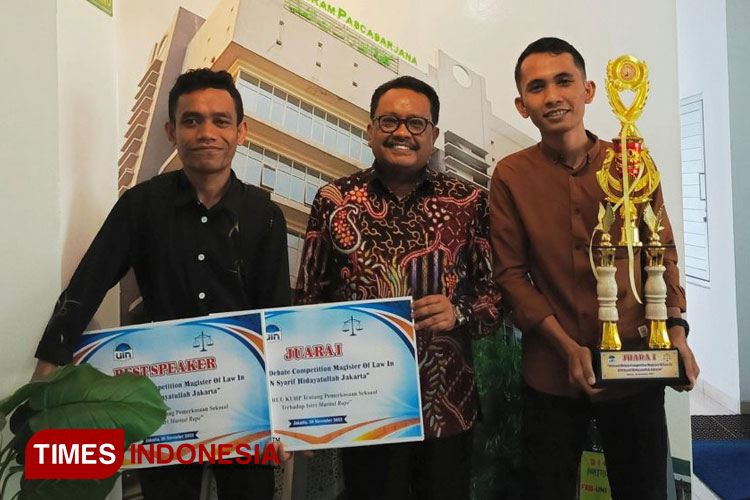 Delegasi Magister Hukum Keluarga Islam Unisma Malang meraih juara 1 lomba debat nasional di UIN Jakarta. (FOTO: AJP TIMES Indonesia)