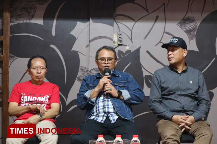 Stafsus Menag Bidang Media dan Komunikasi Publik, Wibowo Prasetyo saat menghadiri Media Gathering. (FOTO: Fahmi/TIMES Indonesia) 