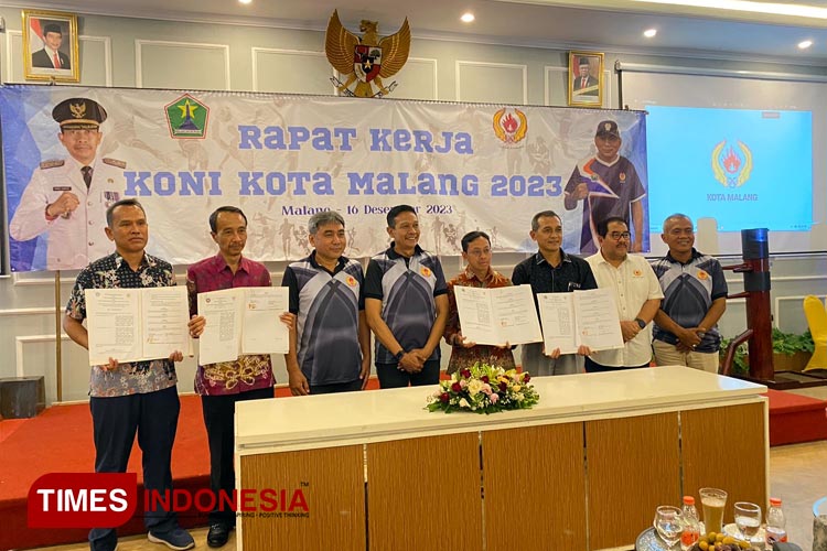 KONI Kota Malang bersama Pj Wali Kota Malang, Wahyu Hidayat saat memastikan pengembanga sport tourism. (FOTO: Rizky Kurniawan Pratama/TIMES Indonesia)