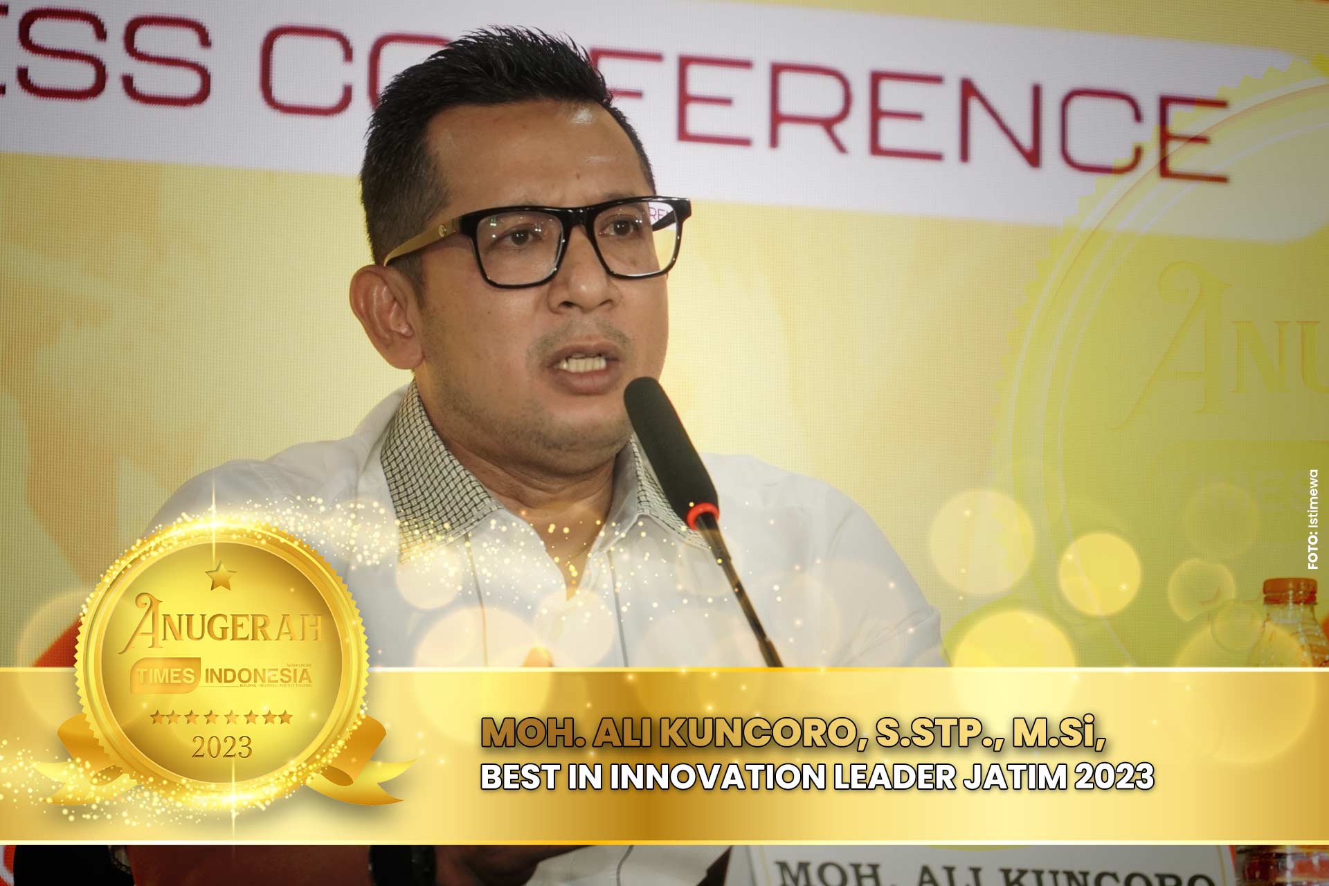 Moh. Ali Kuncoro meraih Best in Innovation Leader Jatim 2023 di kategori Spirit Sustainability Pemuda dan Olahraga.