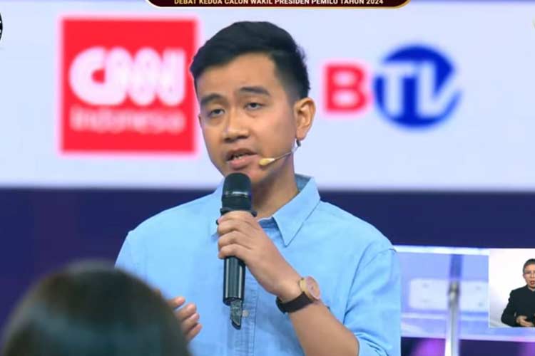 Gibran Rakabuming Raka, calon Wakil Presiden, saat debat cawapres. (Foto: tangkapan layar)