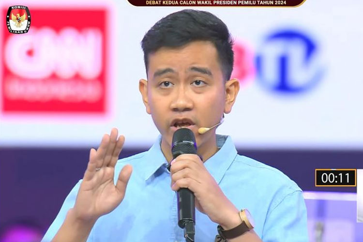 Gibran Rakabuming Raka, calon Wakil Presiden, saat debat cawapres. (Foto: tangkapan layar)