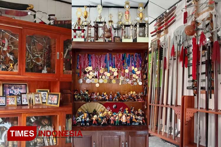 Berbagai jenis senjata tertata rapi di ruang museum milik Shifu Odi. (foto: Hermanto/TIMES Indonesia)