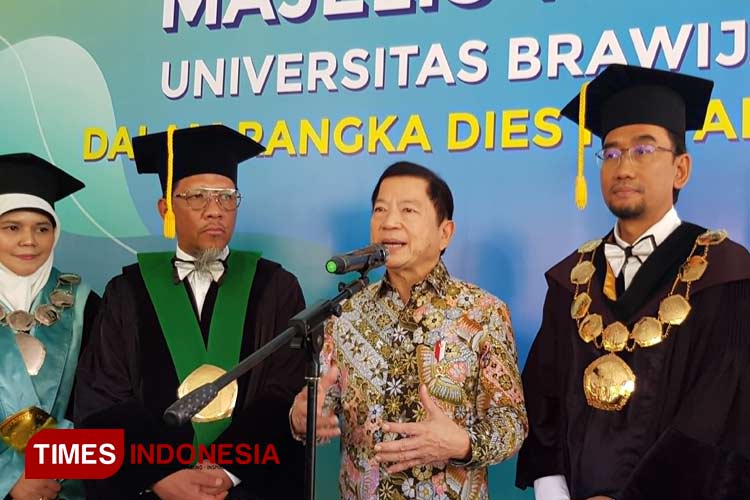 Menteri PPN/Ka Bappenas Suharso Monoarfa saat berada di Universitas Brawijaya, Jumat (5/1/2024). (Foto: Achmad Fikyansyah/TIMES Indonesia)