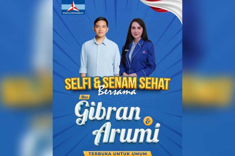 Flyer kegiatan “Selfie & Senam Sehat bersama Gibran & Arumi”, yang digelar DPC Partai Demokrat Banyuwangi. (Foto : Dokumentasi TIMES Indonesia)