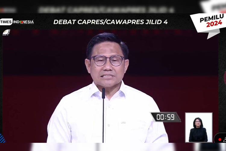 Cawapres Muhaimin Iskandar saat debat di JCC, Jakarta. (FOTO: dok TIMES Indonesia)