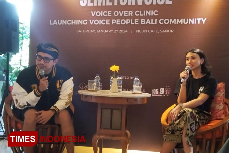 Meet and greet Semetonvoice menghadirkan Bimo Kusumo dan Binta Nadhila selaku professional VO Talent dalam peresmian Voice People Bali Community. (Foto: Susi/TIMES Indonesia) 