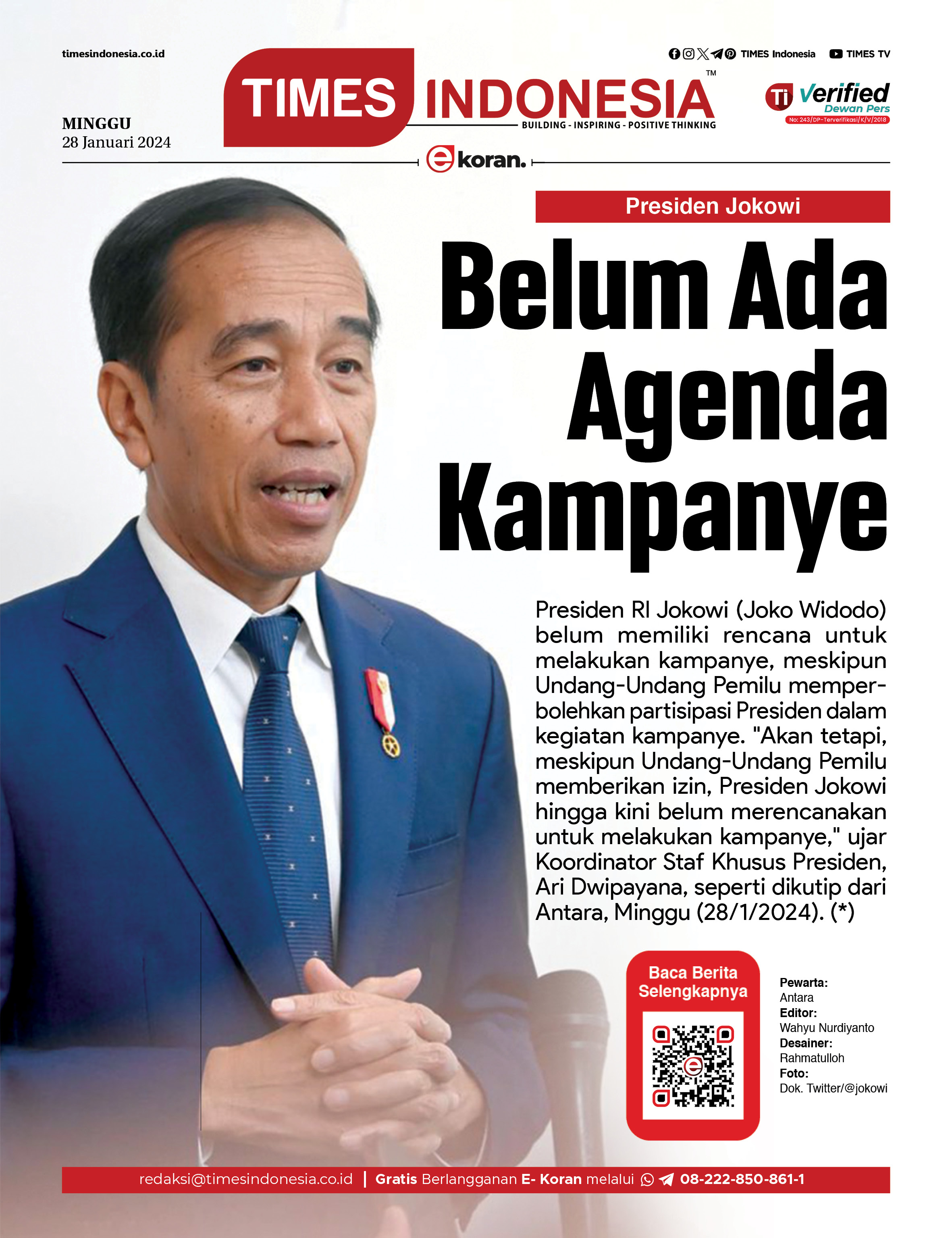 Edisi Minggu 28 Januari 2024: E-Koran, Bacaan Positif Masyarakat 5.0 ...