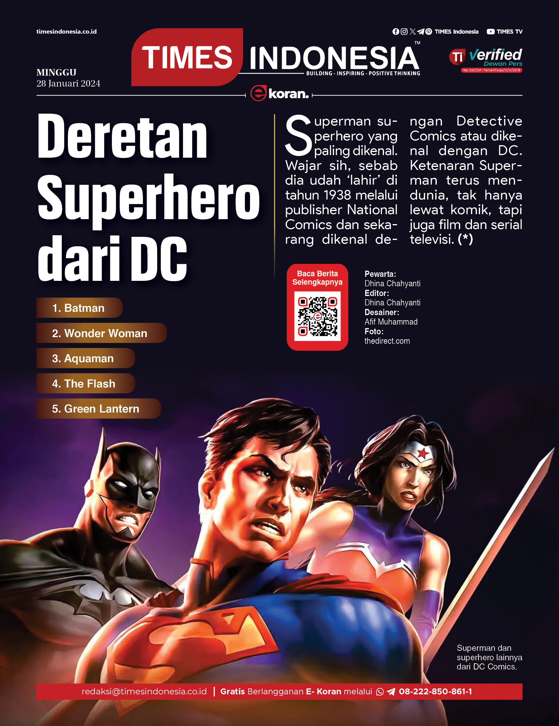 Edisi Minggu 28 Januari 2024 E Koran Bacaan Positif Masyarakat 5 0   Ekoran Minggu 28 Januari 2024 Deretan Superhero Dari DC 