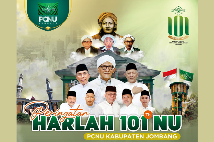 Flyer rangkaian kegiatan Harlah Nahdlatul Ulama (NU) di Masjid Baitul Mukminin Jombang pada jum'at, (2/2/2024) mendatang.  (FOTO: dok. PCNU Jombang)