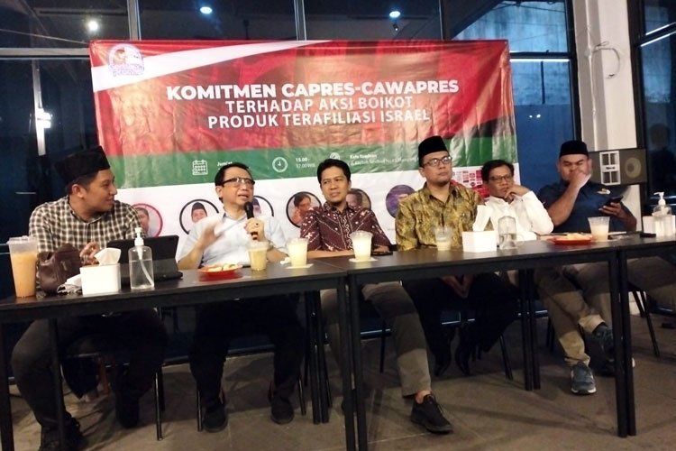 Dialog dengan tema Komitmen Capres-Cawapres Terhadap Aksi Boikot Produk Terafiliasi Israel di Jakarta, Jumat (2/2/2024).(Foto: Dokpri)