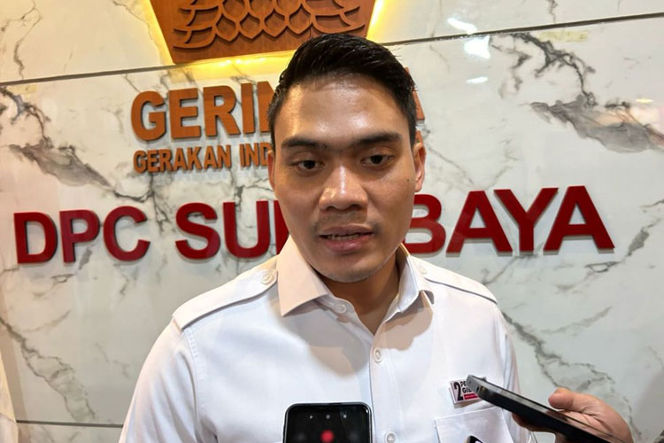 Ketua DPC Gerindra Surabaya Cahyo Harjo Prakoso (CHP), Selasa (6/2/2024).(Foto : Lely Yuana/TIMES Indonesia)