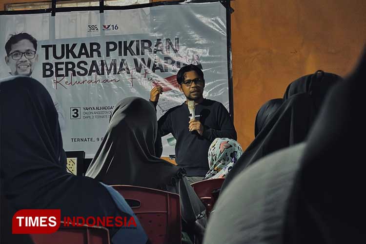 Yahya Alhadad saat kampanye terakhir Bertajuk Tukar pikiran Bersama Warga. (FOTO: Haerun Hamid/TIMES Indonesia) 