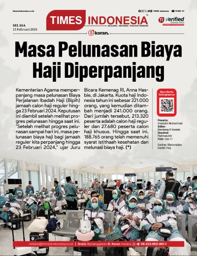  	Edisi Selasa 13 Februari 2024: E-Koran, Bacaan Positif Masyarakat 5.0 