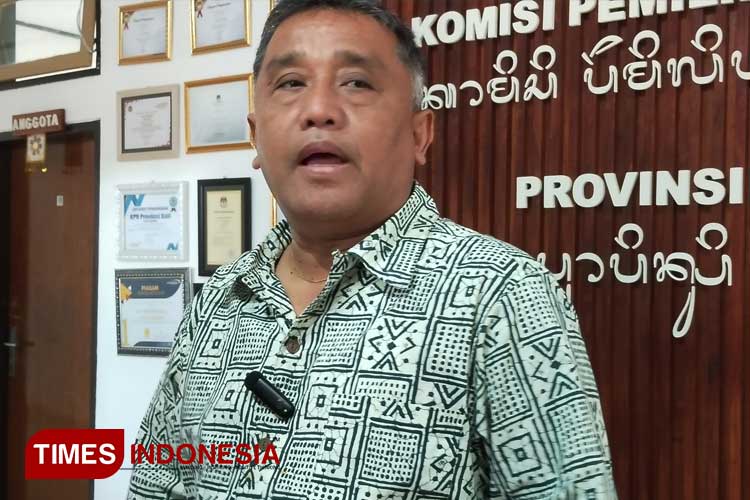 Ketua KPU Provinsi Bali, I Dewa Agung Gede Lidertawan saat memberikan keterangan pers jelang Rekapitulasi Penghitungan Suara. (Foto: Susi/TIMES Indonesia)