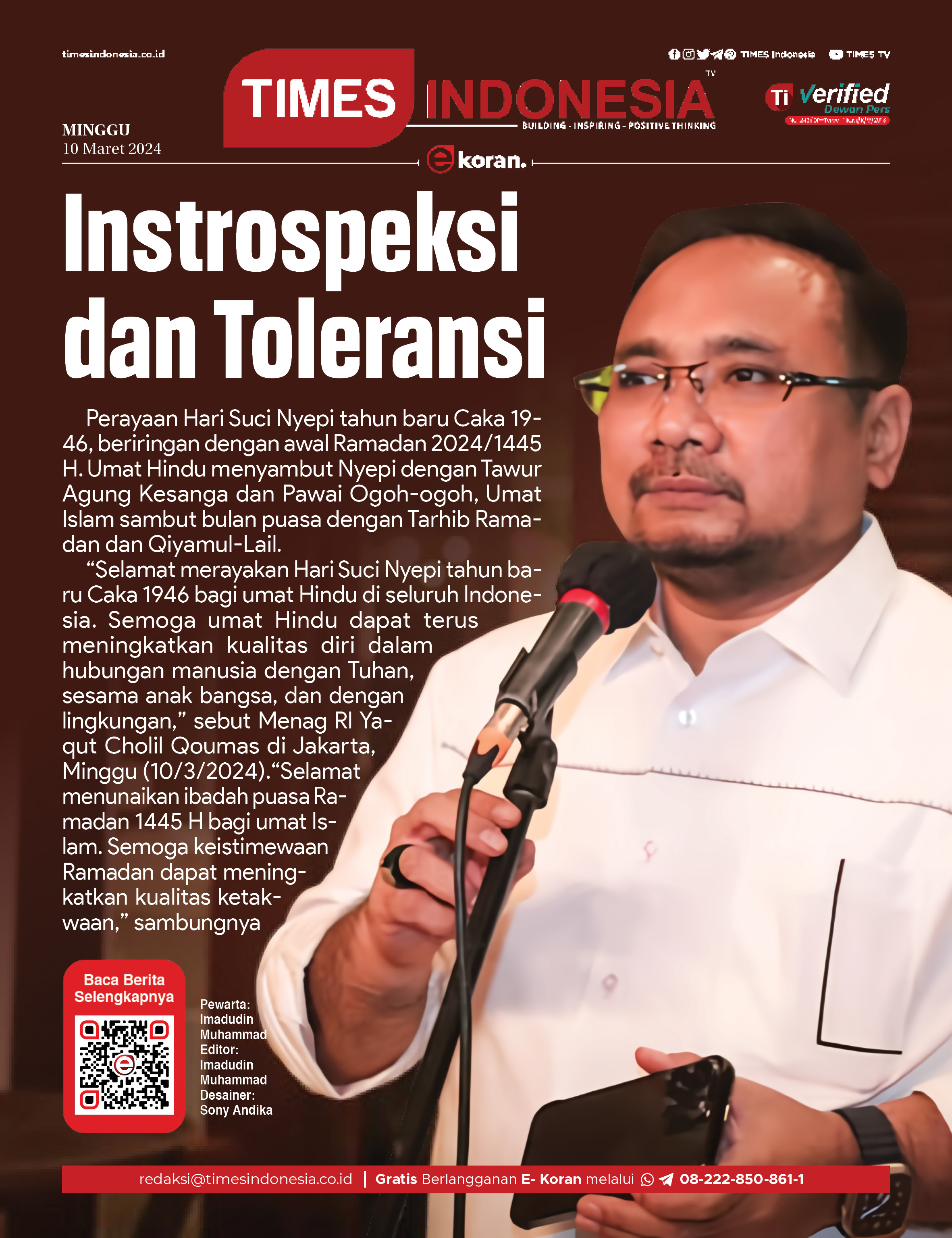 Edisi Minggu, 10 Maret 2024: E-Koran, Bacaan Positif Masyarakat 5.0