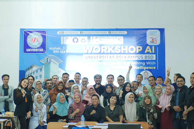 Para peserta AI Workshop dan para facilitator di Universitas BSI Kampus Tangerang. (Foto: dok BSI)