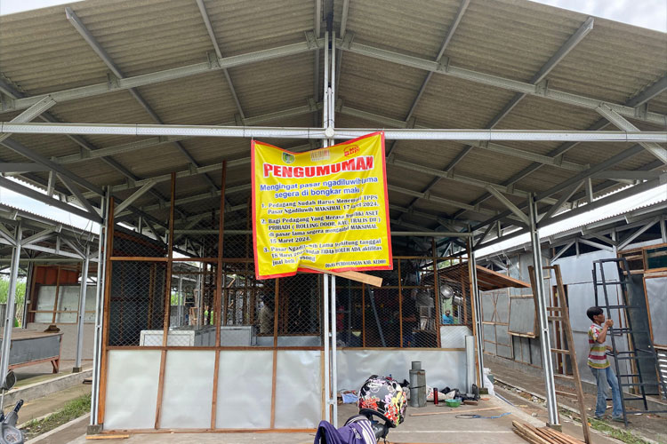 Tempat penampungan pedagang sementara (TPPS) yang akan ditempati pedagang di pasar Ngadiluwih (FOTO: Diskominfo Kabupaten Kediri)