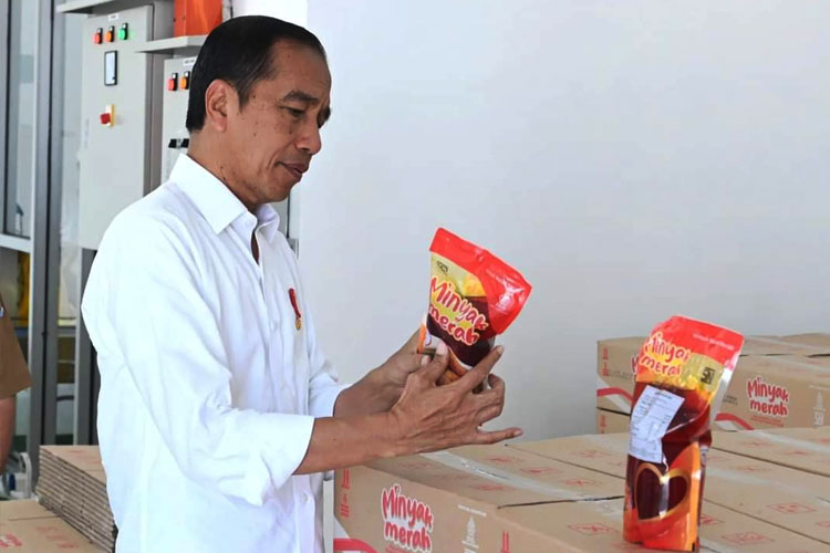 Presiden Jokowi saat meresmikan pabrik percontohan Minyak Makan Merah. (FOTO: dok Biro Pers Sekretariat Presiden)
