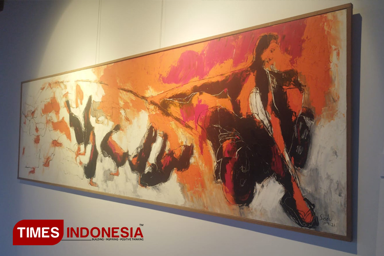 Salah satu karya I Wayan Sadu yang dipamerkan di Santrian Galeri Sanur. (Foto: Susi/TIMES Indonesia)