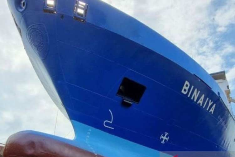 Kapal Binaiya milik PT PELNI yang melayani penumpang tujuan Batulicin Kabupaten Tanah Bumbu Kalimantan Selatan-Pelabuhan Tanjung Perak Surabaya, Jawa Timur di Pelabuhan Samudera Batulicin, Kalimantan Selatan, Sabtu (23/3/2024) (ANTARA/HO-PT PELNI Cab