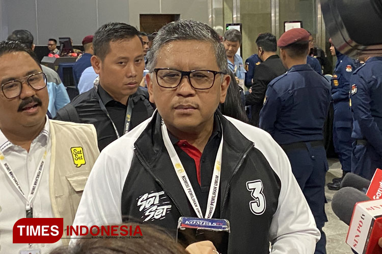Sekjen PDI Perjuangan Hasto Kristiyanto saat di JCC, Senayan, Jakarta. (FOTO: Farid Abdullah/ TIMES Indonesia).