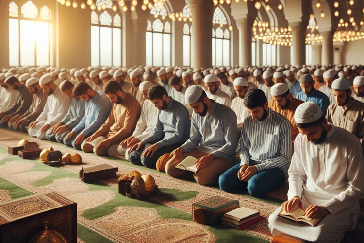 Suasana i'tikaf di masjid saat Ramadan. (FOTO: Akademi AI/TI)