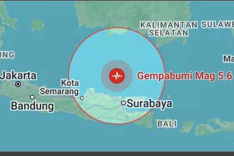 Gempa Magnitudo 5.6 Guncang Tuban Jatim, Tidak Berpotensi Tsunami