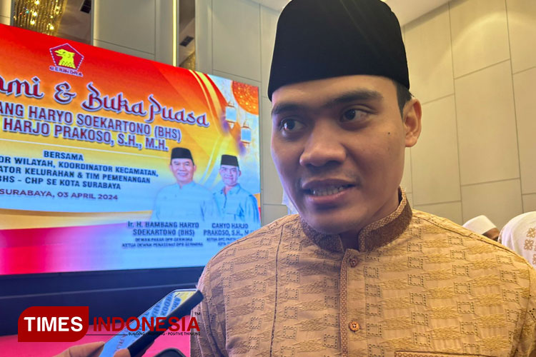 Ketua Gerindra Surabaya Cahyo Harjo Prakoso.(Foto : Lely Yuana/TIMES Indonesia)