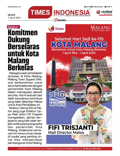 Edisi Senin 1 April 2024: E-Koran, Bacaan Positif Masyarakat 5.0