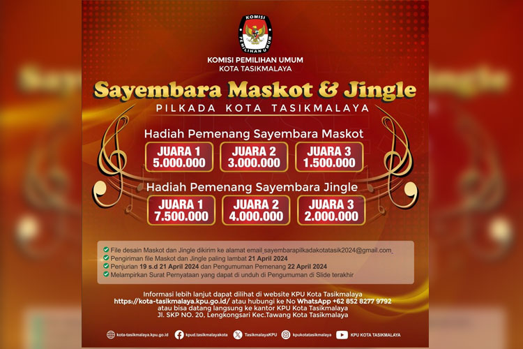 Flyer Sayembara Maskot dan Jingle untuk Pilkada 2024. (FOTO: Instagram KPU Tasikmalaya)