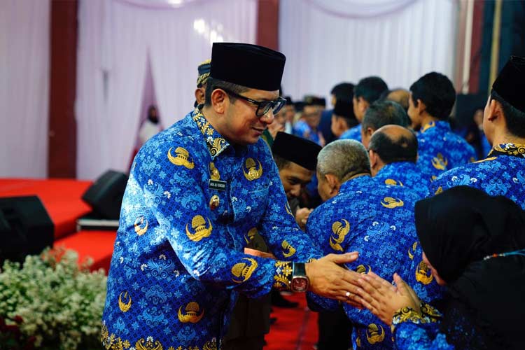  Pj. Wali Kota Mojokerto, Ali Kuncoro dalam agenda Halal Bihalal ASN Pemkot Mojokerto, Rabu (17/4/2024) (Dok. TIMES Indonesia)